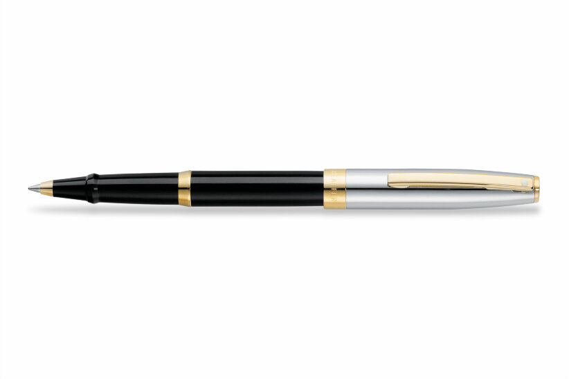 Ручка-роллер Sheaffer Sagaris Black Barrel Chrome Cap Gold Tone Trim (SH E1947551)