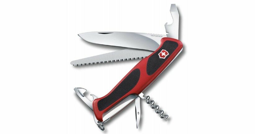 Нож Victorinox RangerGrip 55, 0.9563.C, 130 мм, 12 функций, красный.