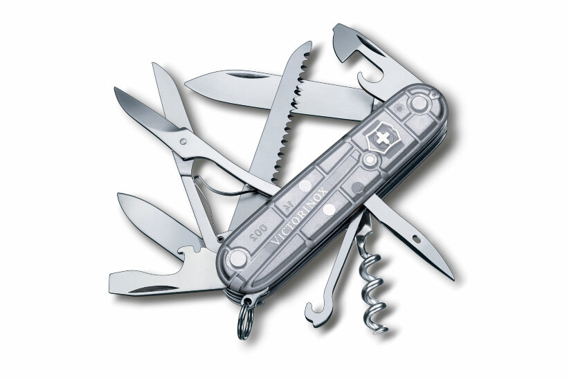 Нож Victorinox Huntsman полупрозрачный серебристый, 1.3713.T7, 91 мм, 15 функций, серебристый.