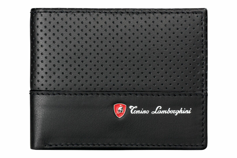 Портмоне Tonino Lamborghini Driving Black, 11.5х9 см, кожа.